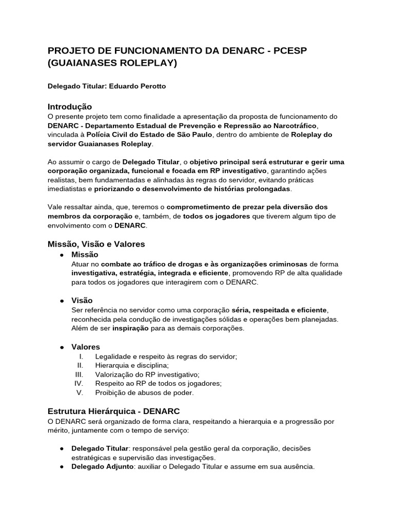 Projeto PCSP - DENARC | PDF