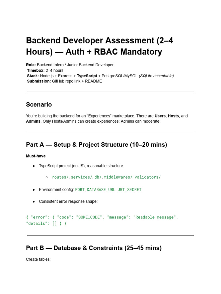 Backend Developer Assessment (1) | PDF | Password | Computer Programming