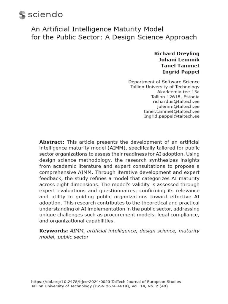 An Artificial Intelligence Maturity Model for the Public Sector a ...