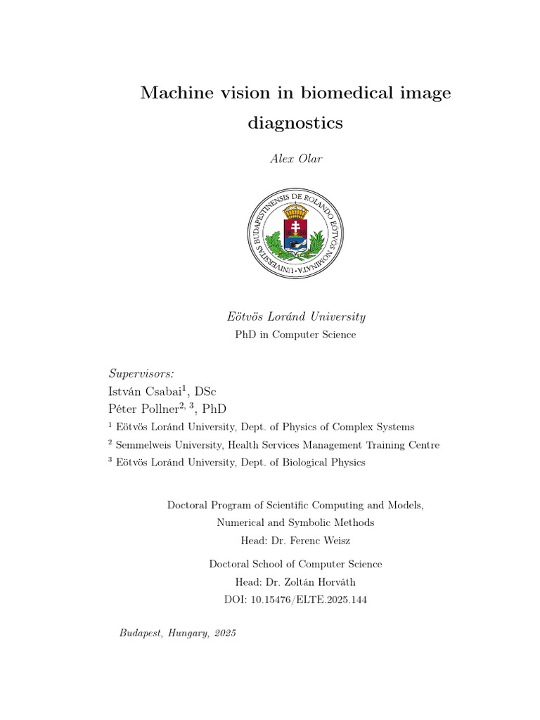 Machine Vision in Biomedical Image Diagnostics | PDF | Medical Imaging ...