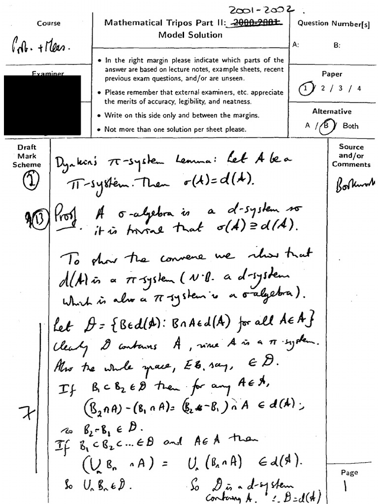 Cambridge Probability Exam | PDF