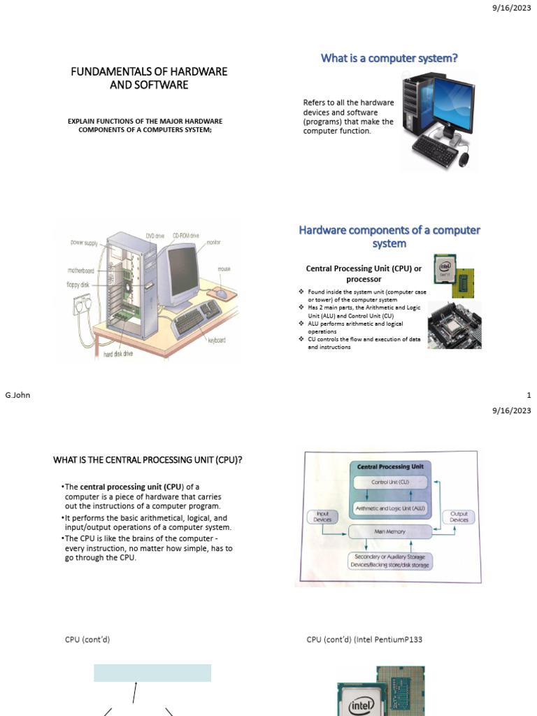 Major Hardware Components of A Computer System | PDF | Central ...