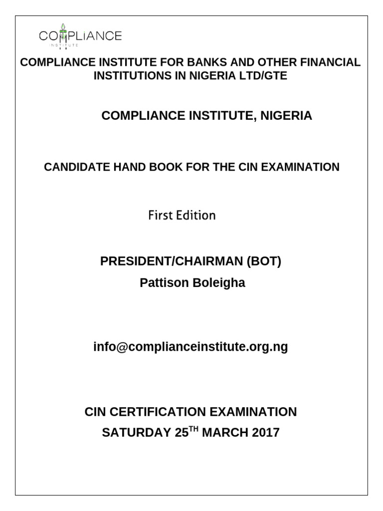 CIN Certification Handbook - Guideline - Finalv1 | PDF | Regulatory ...