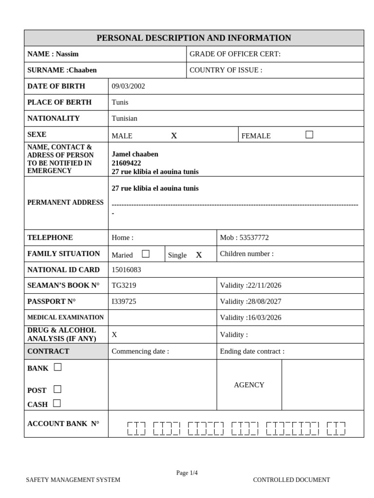 Form 52 Rev 00. SAILOR INDIVIDUAL DASHBOARD FORM (2) | PDF | Government ...