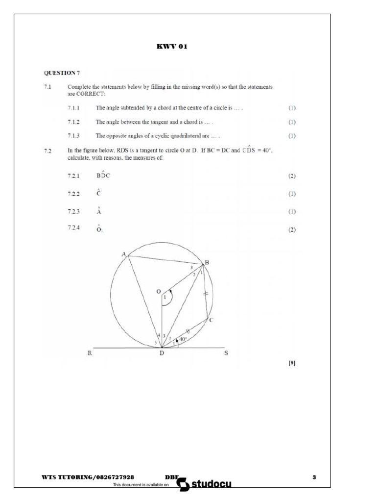 Euclidian Geometry Question Bank | PDF