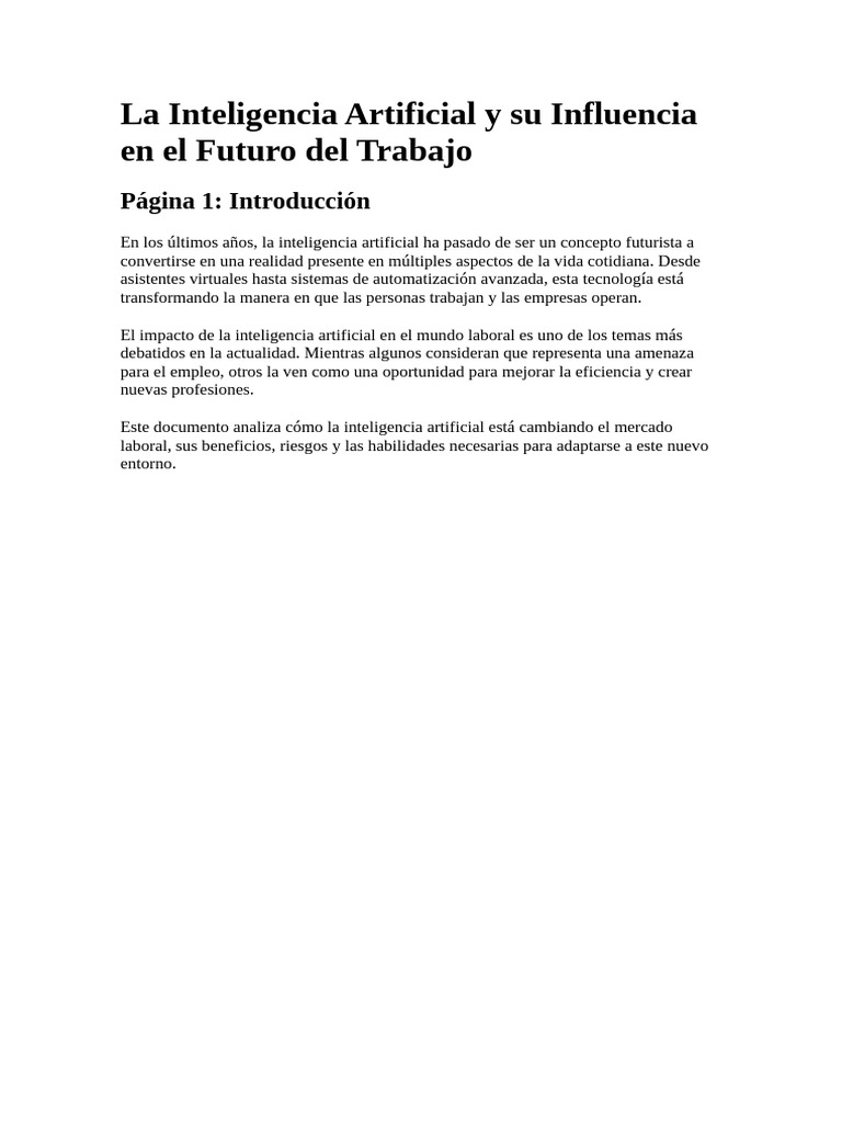 La Inteligencia Artificial y Su Influencia en El Futuro Del Trabajo ...