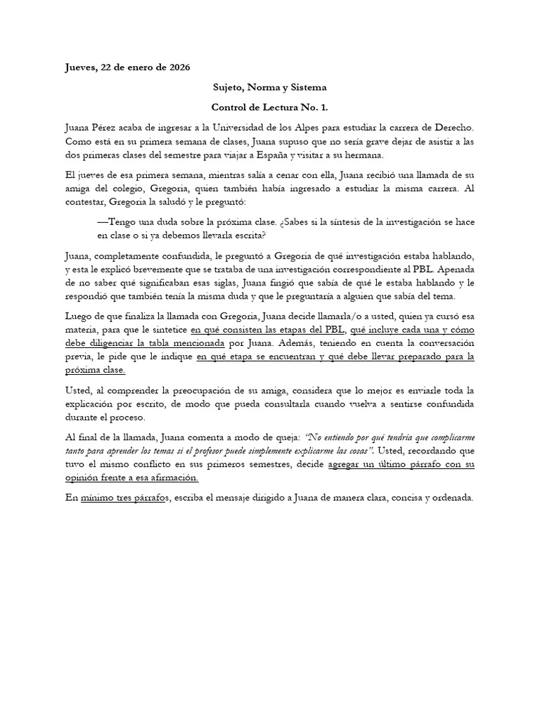 Control Lectura No. 1 - SNS (1) | PDF