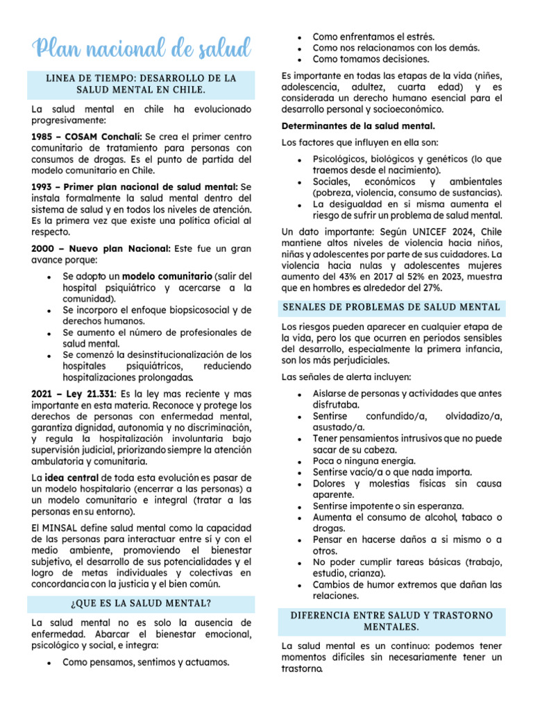 Plan Nacional de Salud Mental | PDF | Salud mental | Trastorno mental