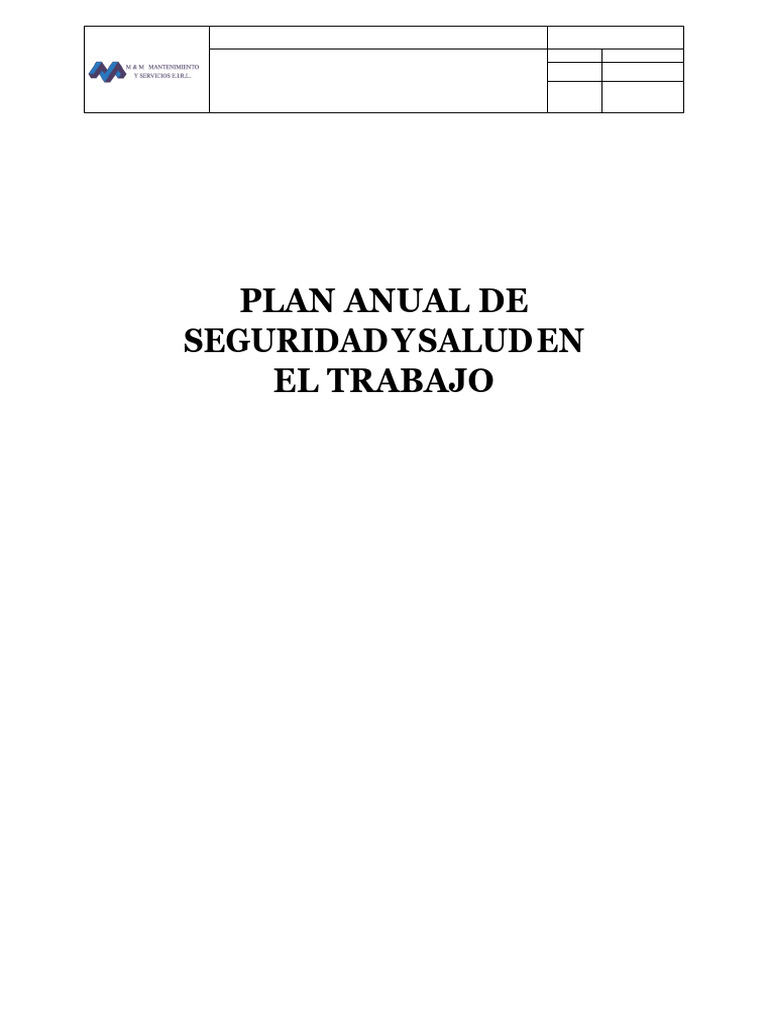Plan Anual de Seguridad y Salud en El Trabajo | PDF | Seguridad y salud ...