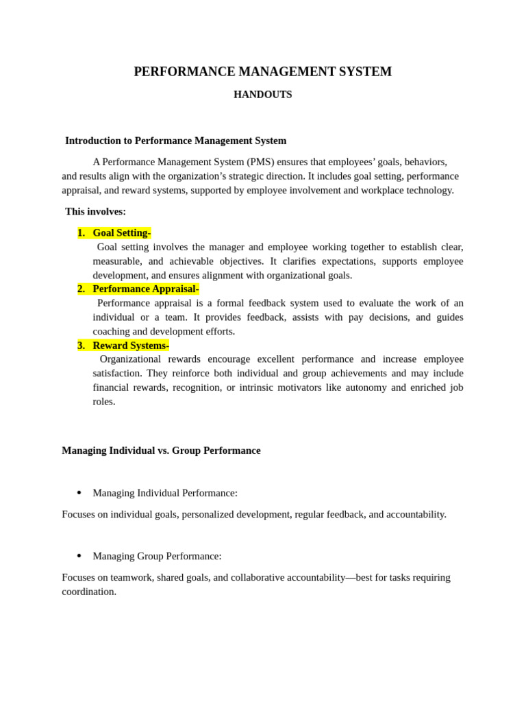 HRP412 Group 2 PERFORMANCE MANAGEMENT | PDF | Performance Appraisal | Goal