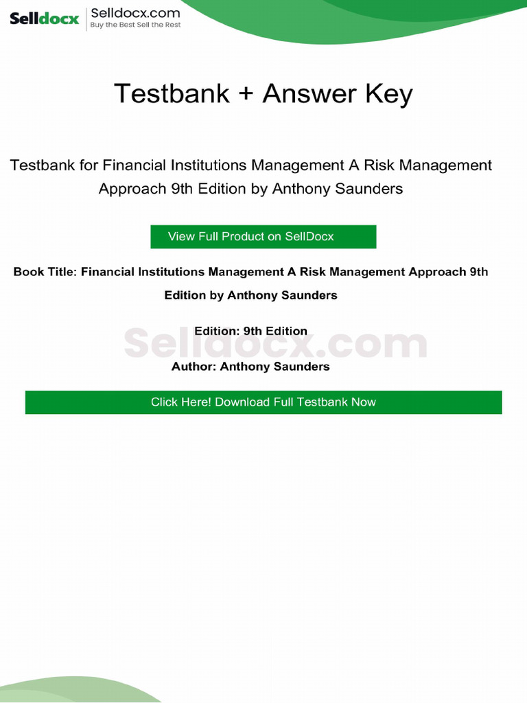 Question Bank For Financial Institutions Management A Risk Management ...