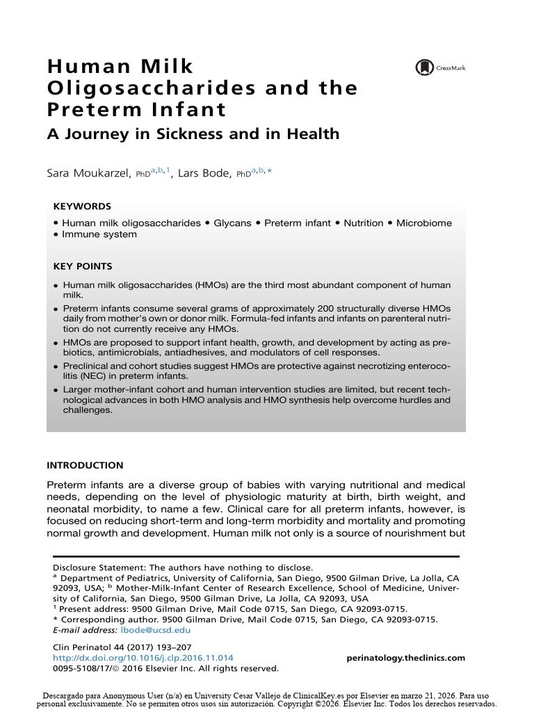 Human Milk Oligosaccharides and the Preterm Infant | PDF | Breast Milk ...