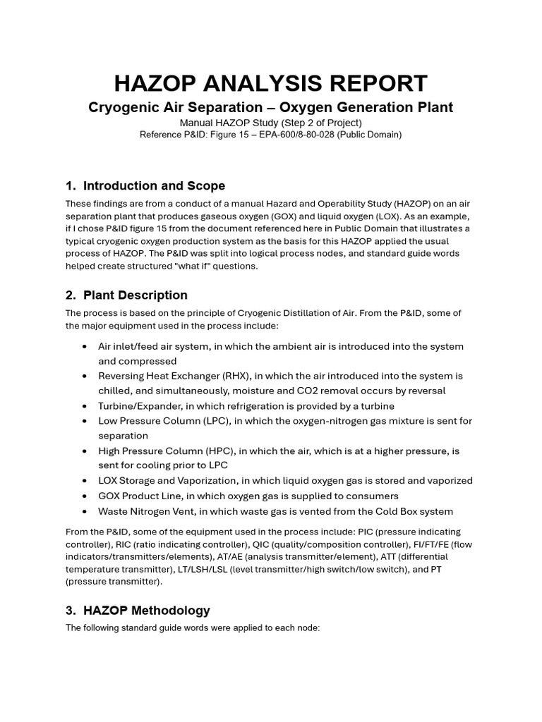Hazop Analysis Report | PDF | Valve | Oxygen