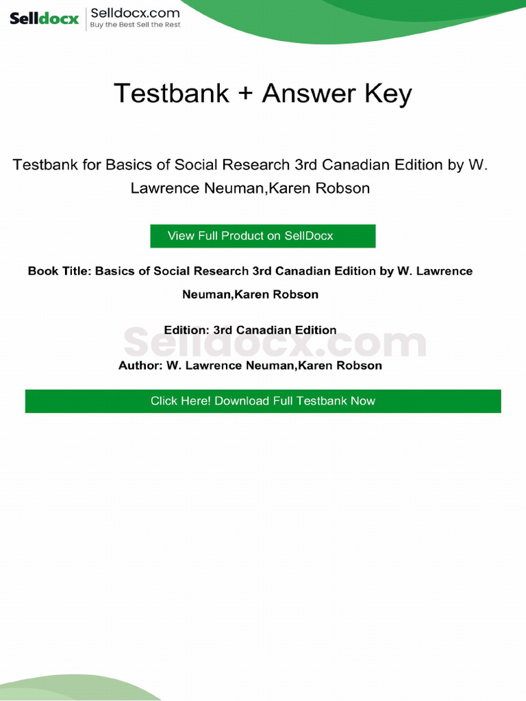 Question Bank for Basics of Social Research 3rd Canadian Edition by W ...