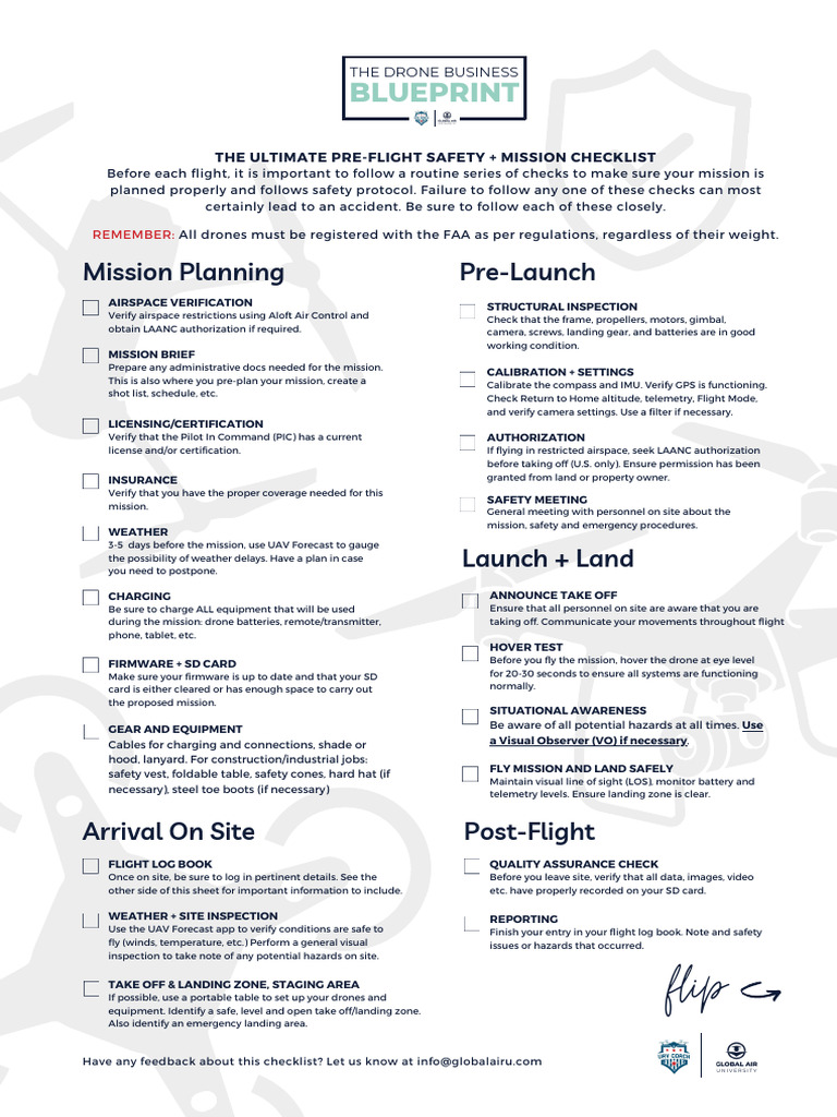 Module 1 - Mission Pre-Flight Safety + Mission Checklist | PDF ...