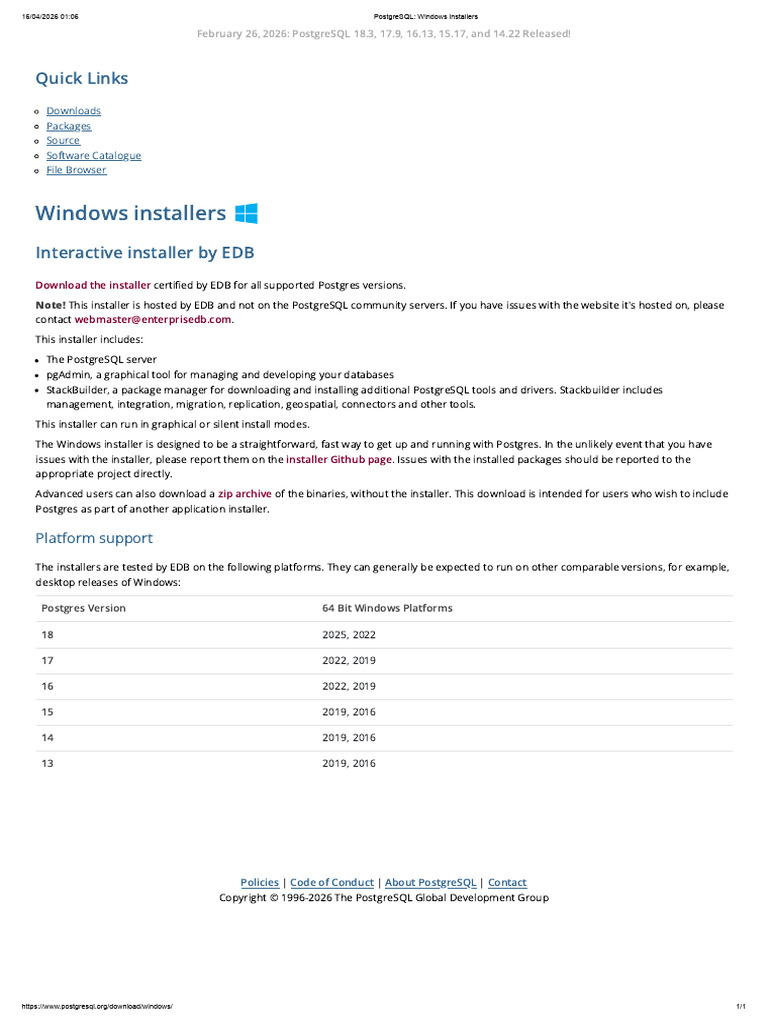PostgreSQL - Windows Installers | PDF | Postgre Sql | Microsoft Windows