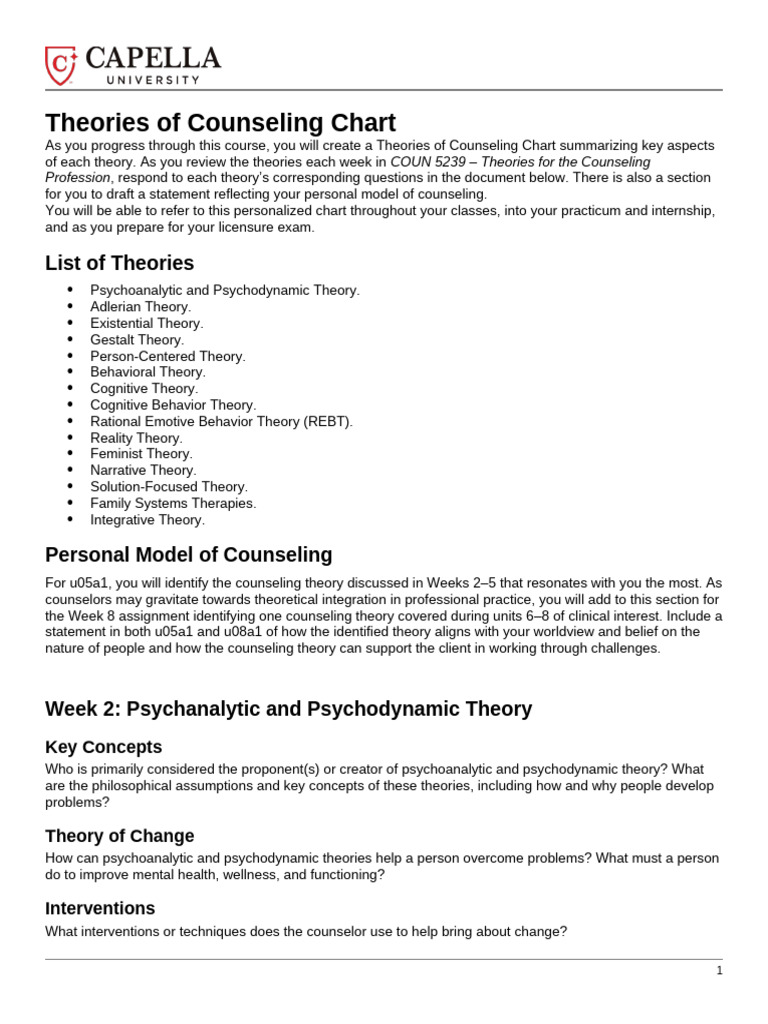 cf_theories_counseling_chart_Course_Revision - week 1 | PDF ...