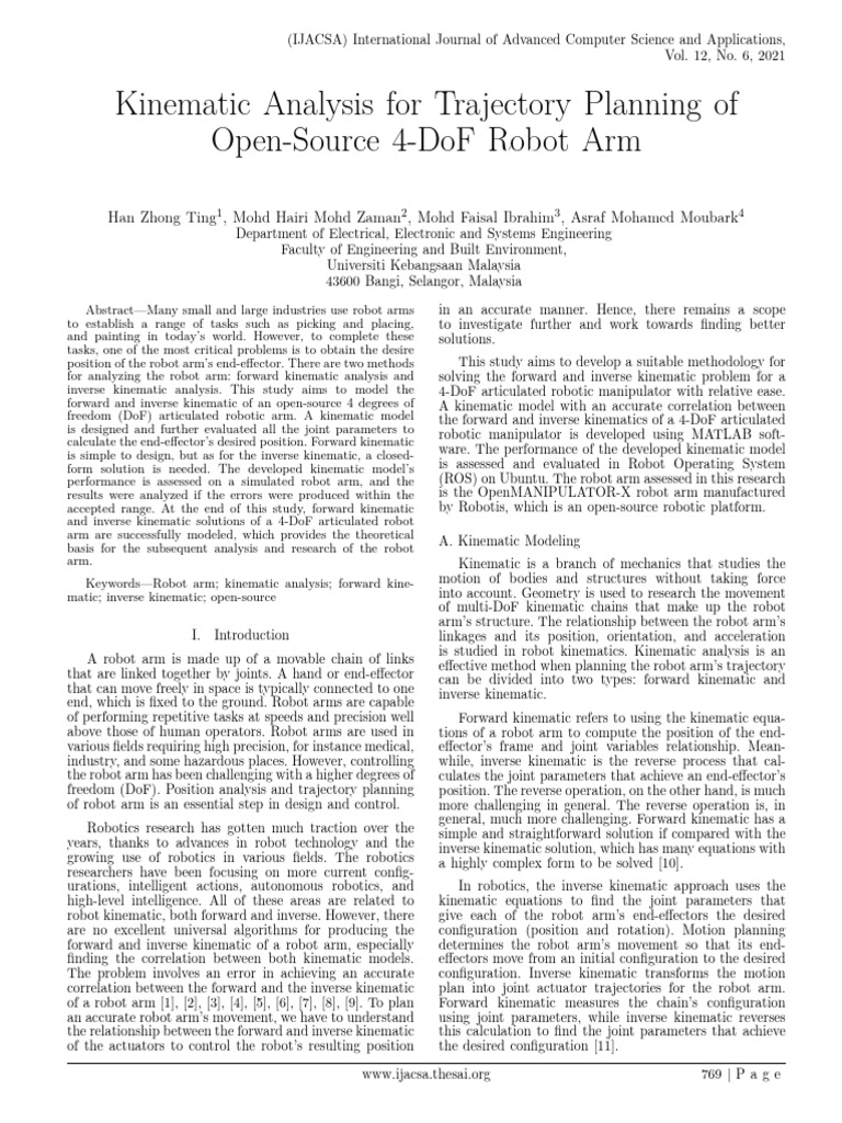 Paper 90-Kinematic Analysis for Trajectory Planning | PDF | Kinematics ...
