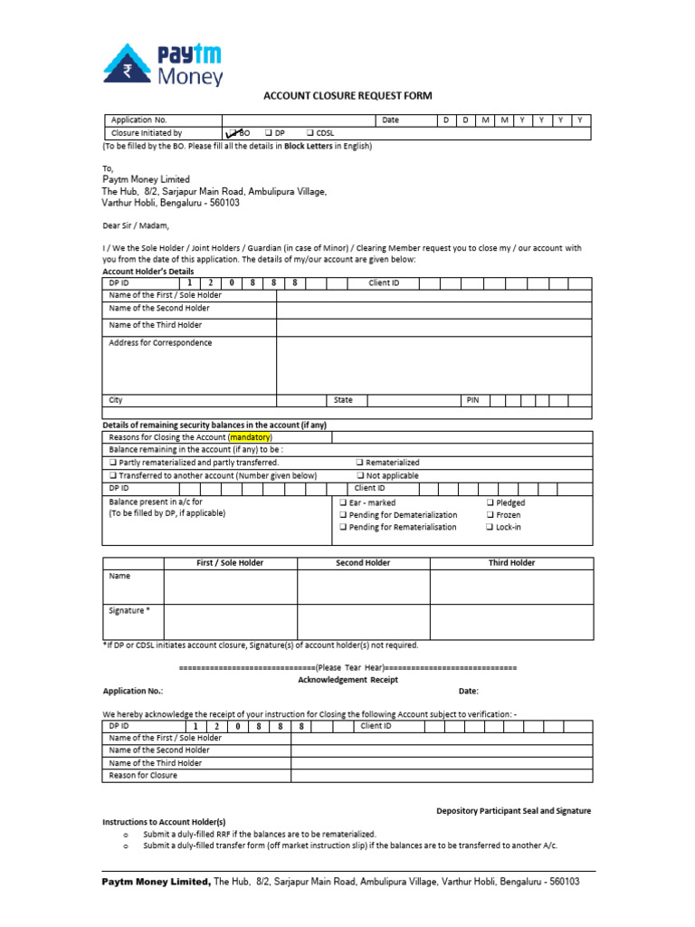 Account Closure Request Form (1) | PDF
