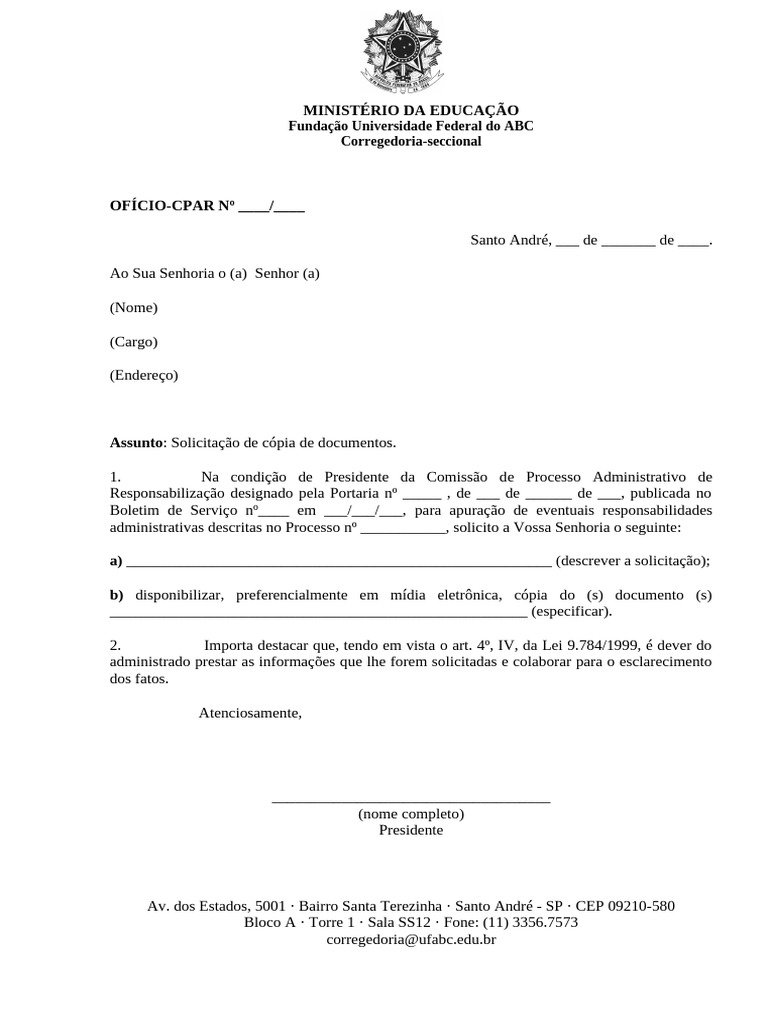 20 Modelo de Oficio Solicitacao de Copia de Documentos a Pessoa ...