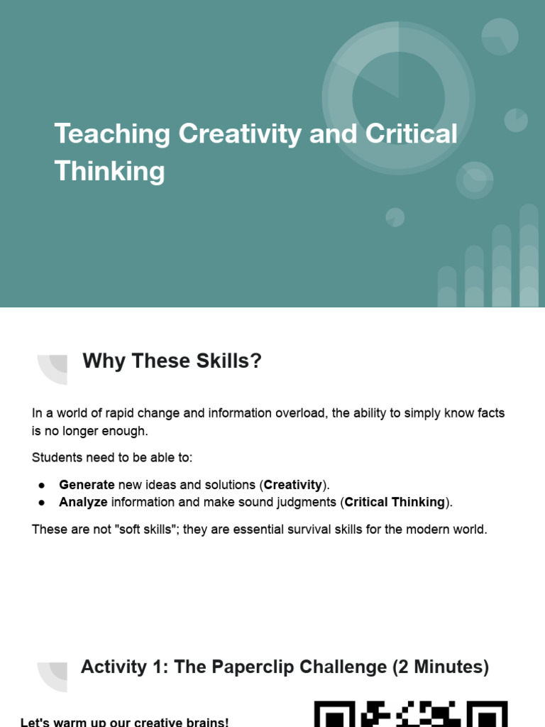 2.1. Teaching Creativity and Critical Thinking | PDF | Creativity ...