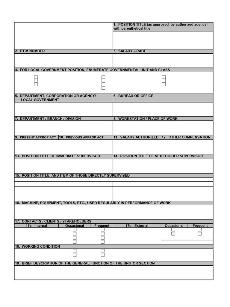 Position Description Form DBM CSC Form No. 1 | PDF