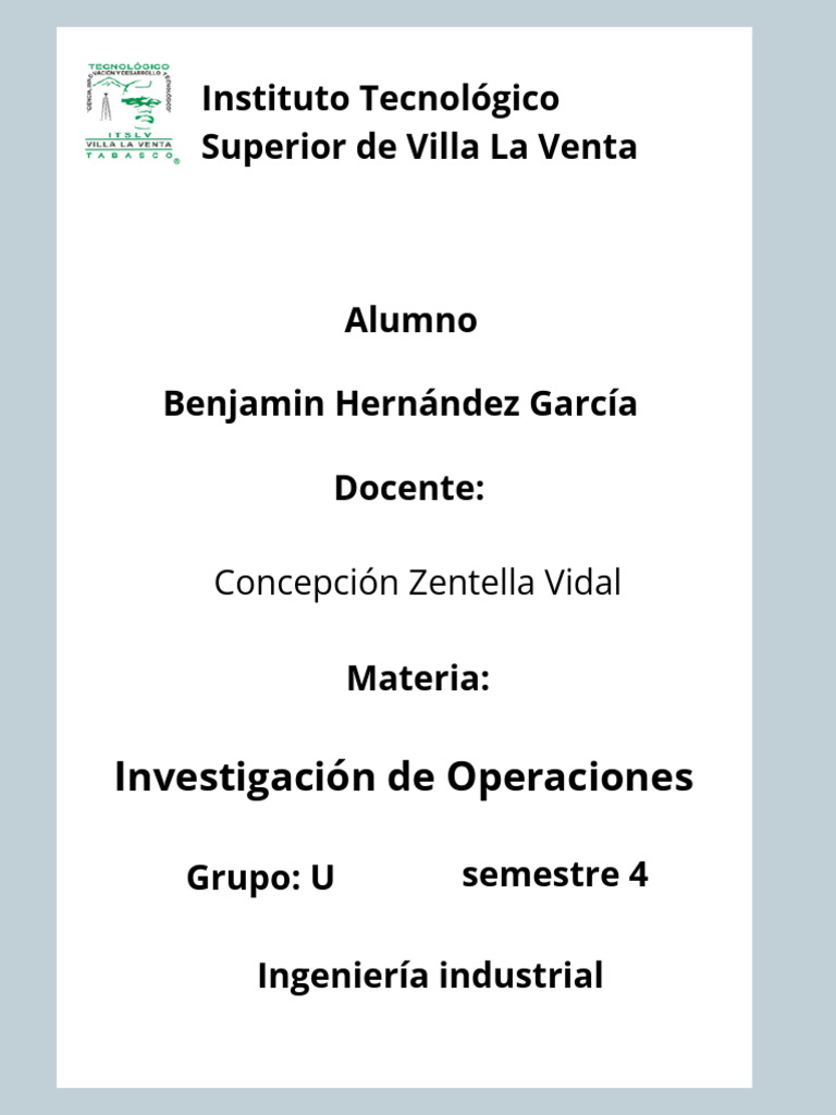 4u Inv Op 1 Caso Practico u2 Benjamin Hg | PDF | Programación lineal