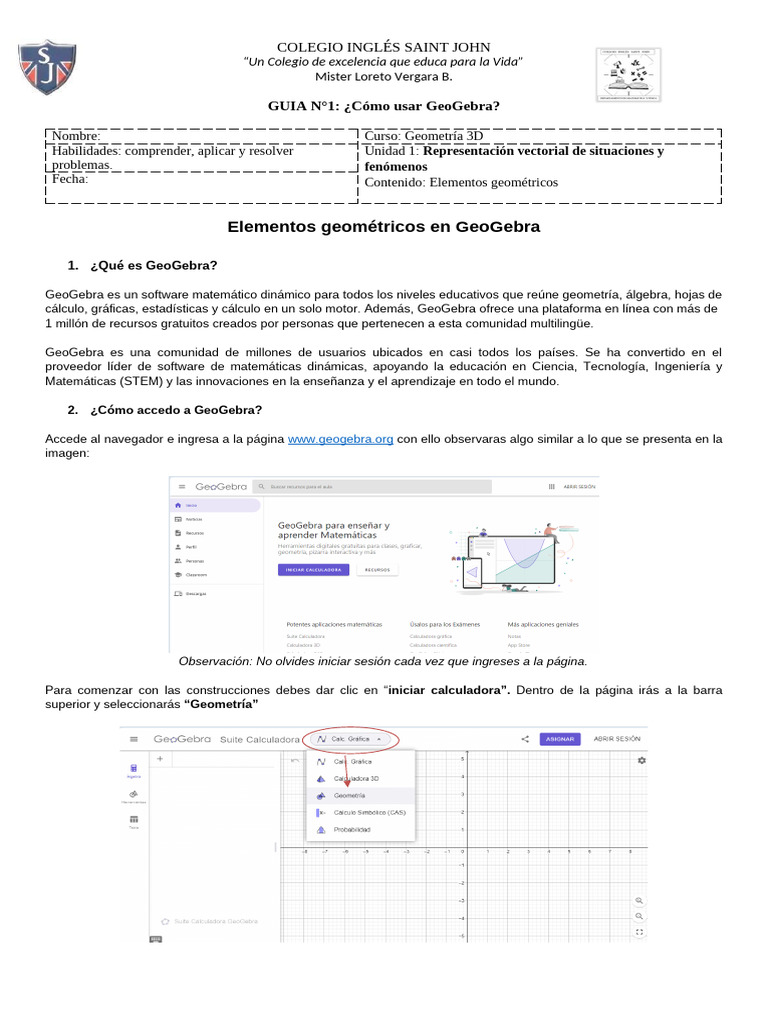 Guía N°1 - Uso de geogebra | PDF | Triángulo | Matemáticas