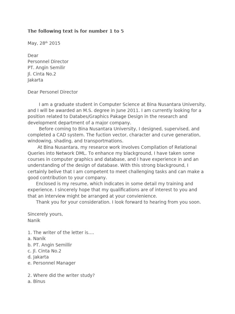 Ulangan 2 Application Letter | PDF