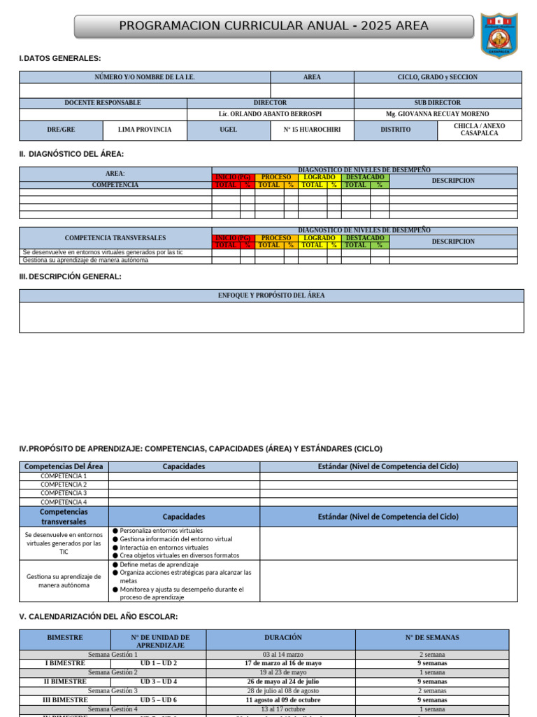 Propuesta de Planificacion Anual 2025 - Secundaria | PDF | Evaluación ...
