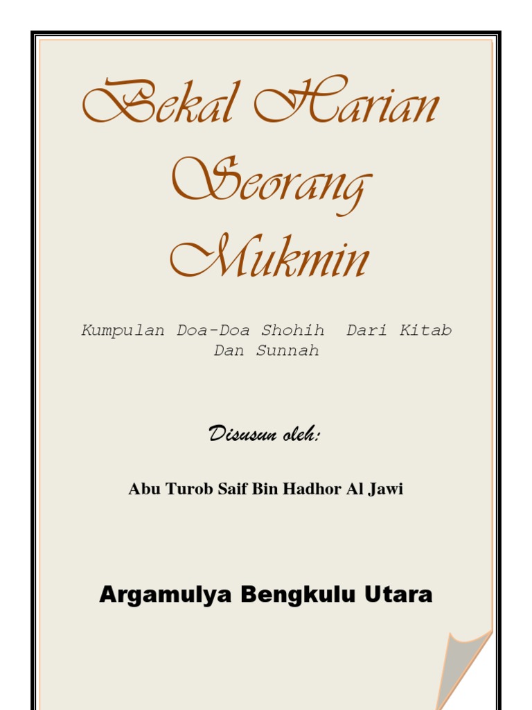 Bekal Harian Seorang Mukmin Kumpulan Doa Shahih