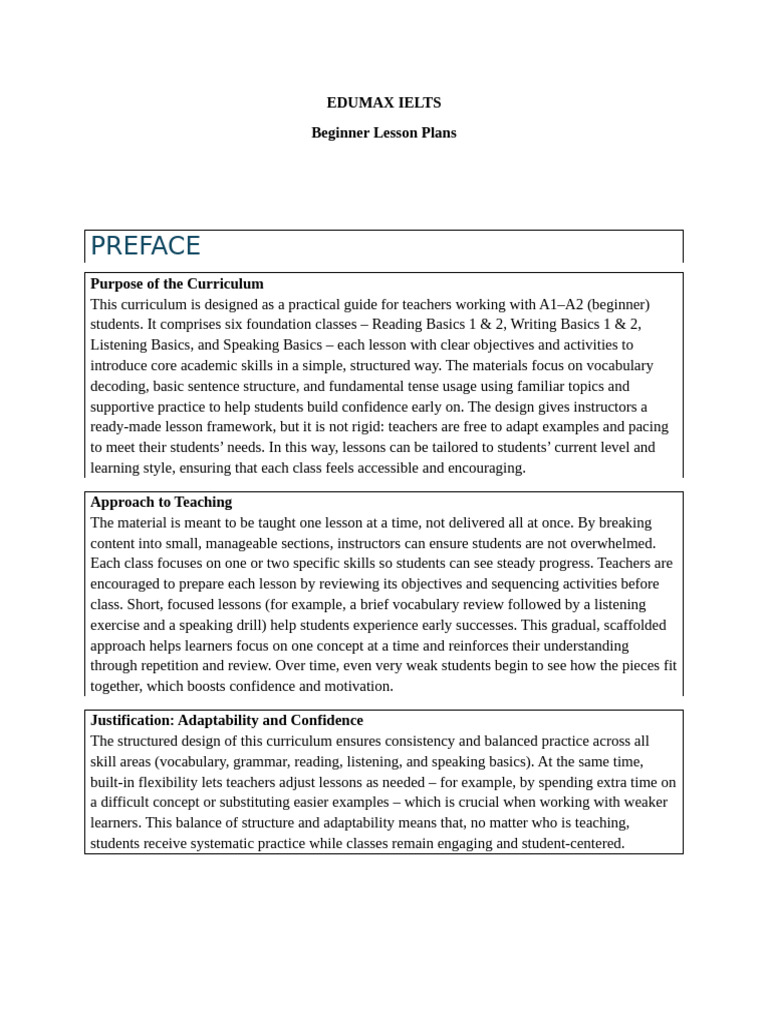 IELTS Supplementary Course Outline | PDF | Curriculum | Word