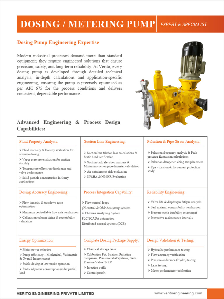 Dosing Pump Calculation Capabilities | PDF | Pump | Fluid Dynamics