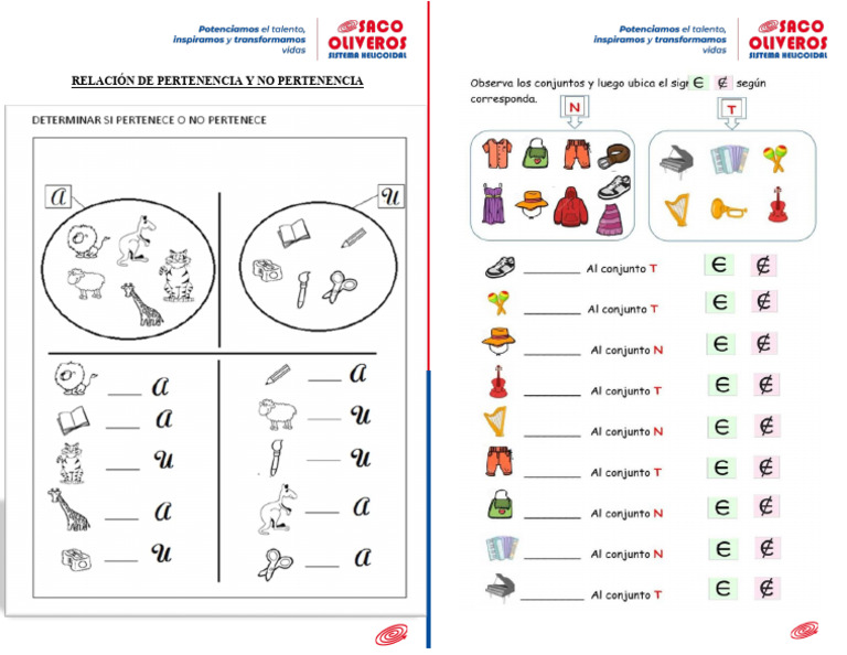 Pertenece y No Pertenece - 1ero de Primaria | PDF