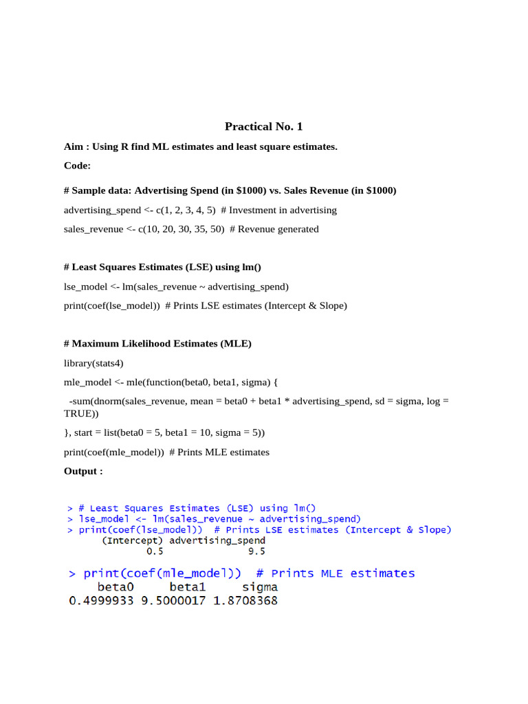 Practicals of R(MSC DA) Docx | PDF