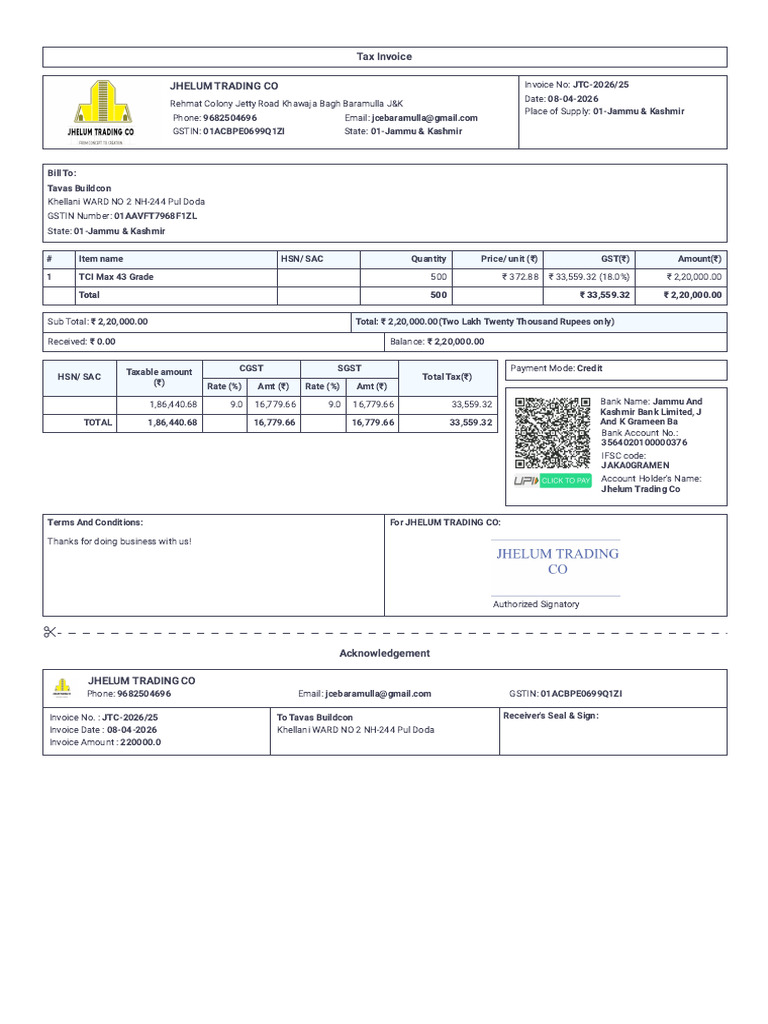 Sale_JTC-2026 25_08-04-2026 | PDF | Invoice | Public Finance