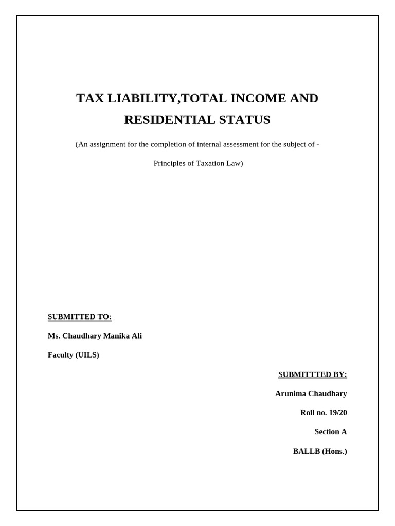 Total Income and Residential Status | PDF | Capital Gains Tax | Taxes