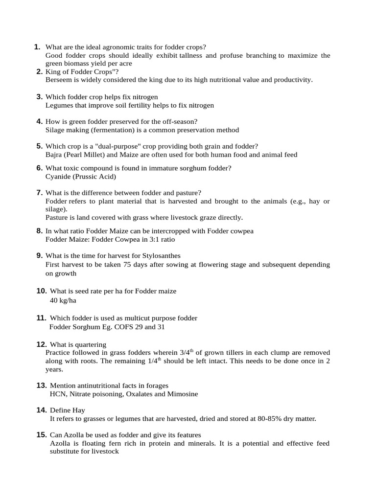 MCQ - Fodder | PDF