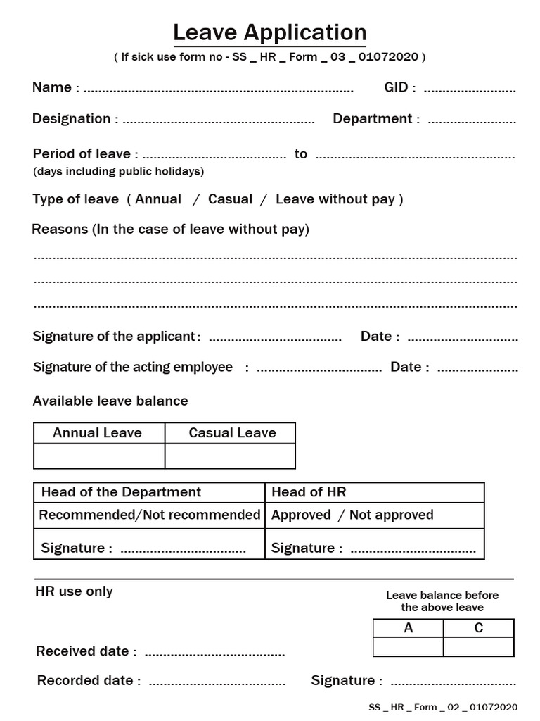 Leave Application Form | PDF