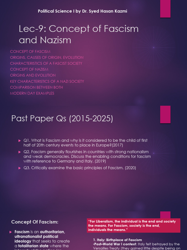 Lec-9 Fascism and Nazism | PDF | Fascism | Nazi Germany