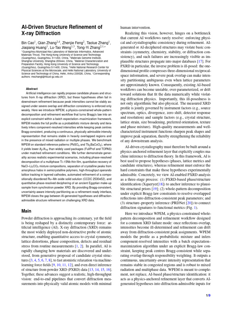 AI Driven Structural Refinement of X- Ray Diffraction | PDF | X Ray ...