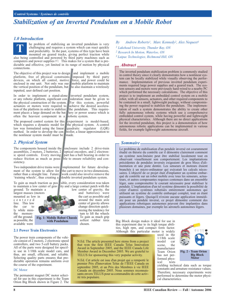 Stabilization of Inverted P on Mobile_Robot | PDF | Control Theory ...