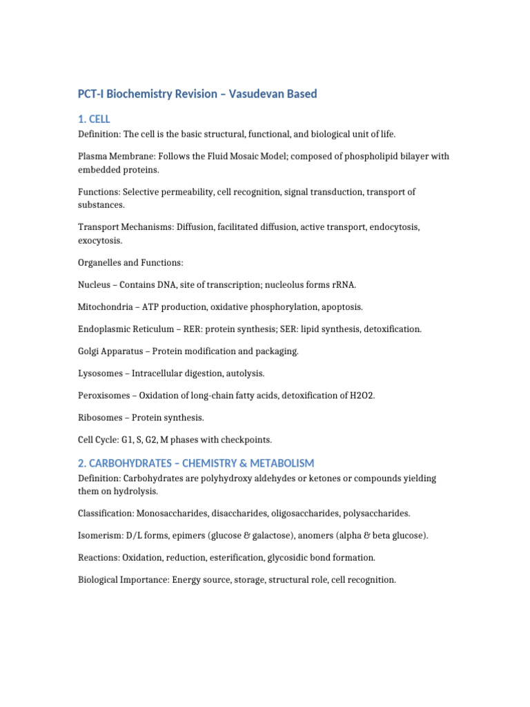 PCT_I_Biochemistry_Vasudevan_Detailed_Notes | PDF | Adrenal Gland ...
