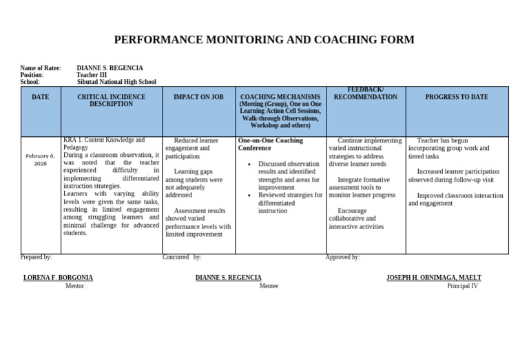 Performance Monitoring and Coaching 2026 (3)LFB DSR | PDF | Mentorship ...