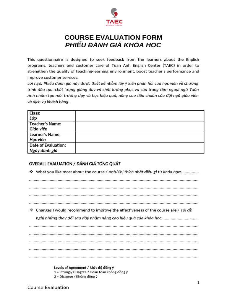 B8. Course Evaluation Form | PDF