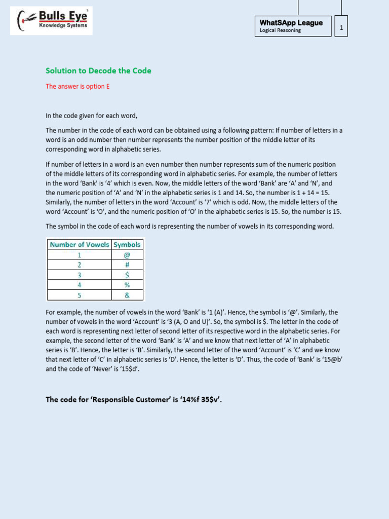 Decode the Code - Explantion | PDF