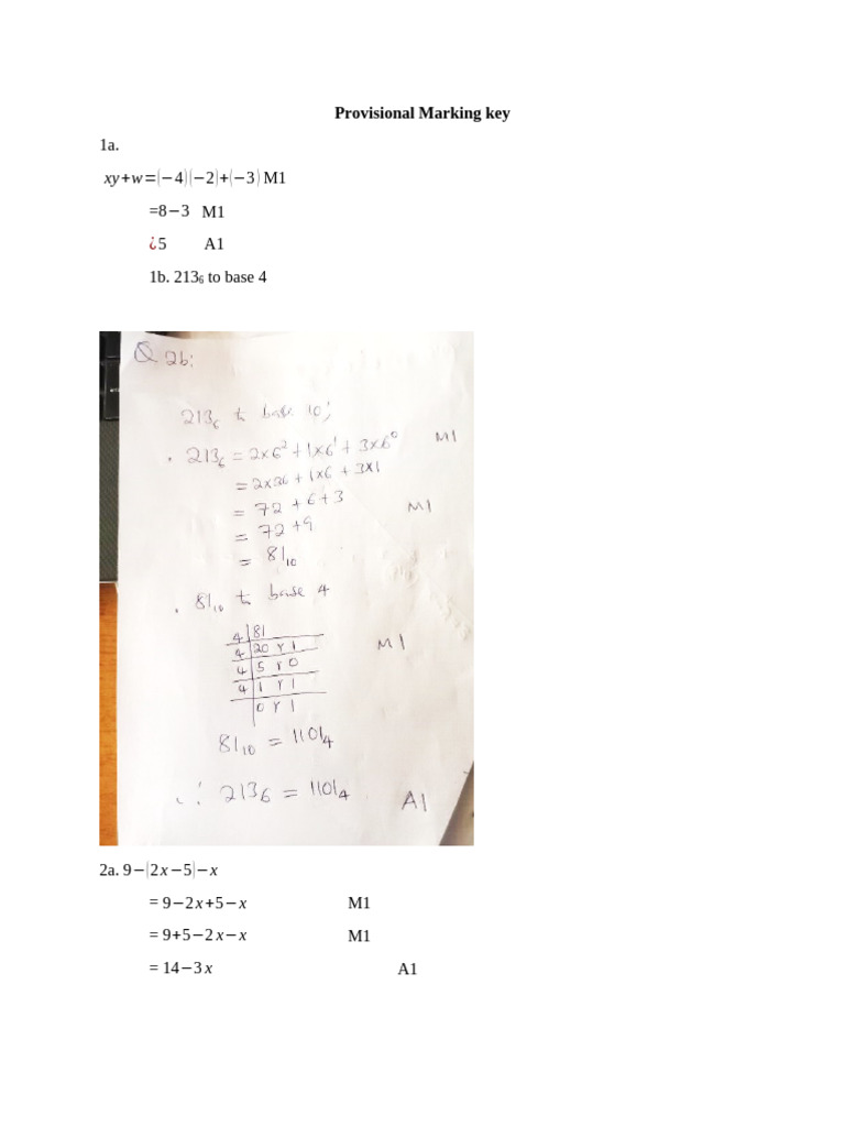 Marking Key | PDF