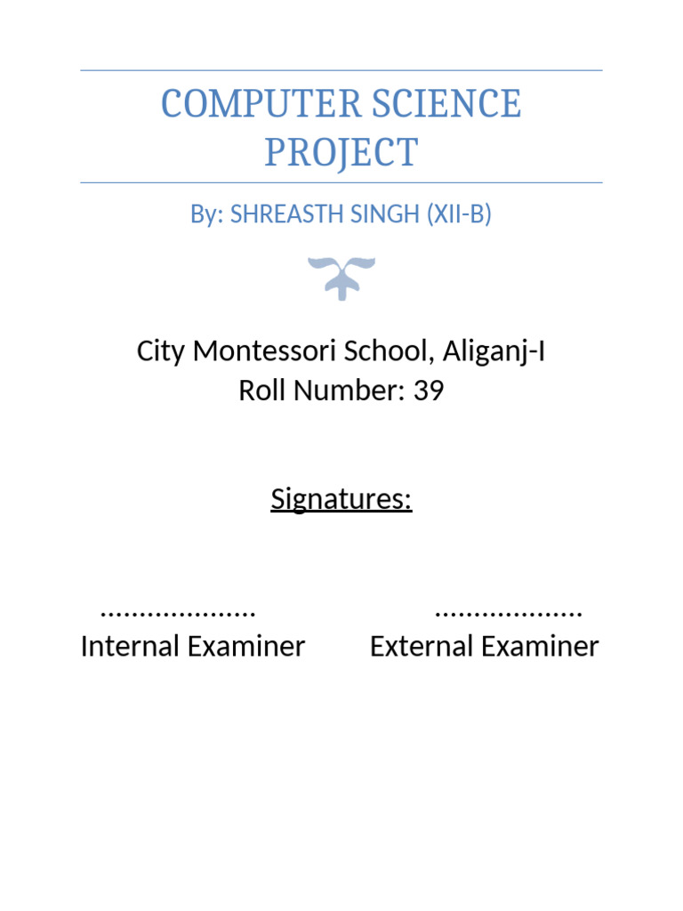 Computer Science Project | PDF | String (Computer Science) | Matrix ...