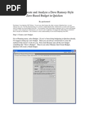 How to Create a Dave Ramsey Budget in Quicken