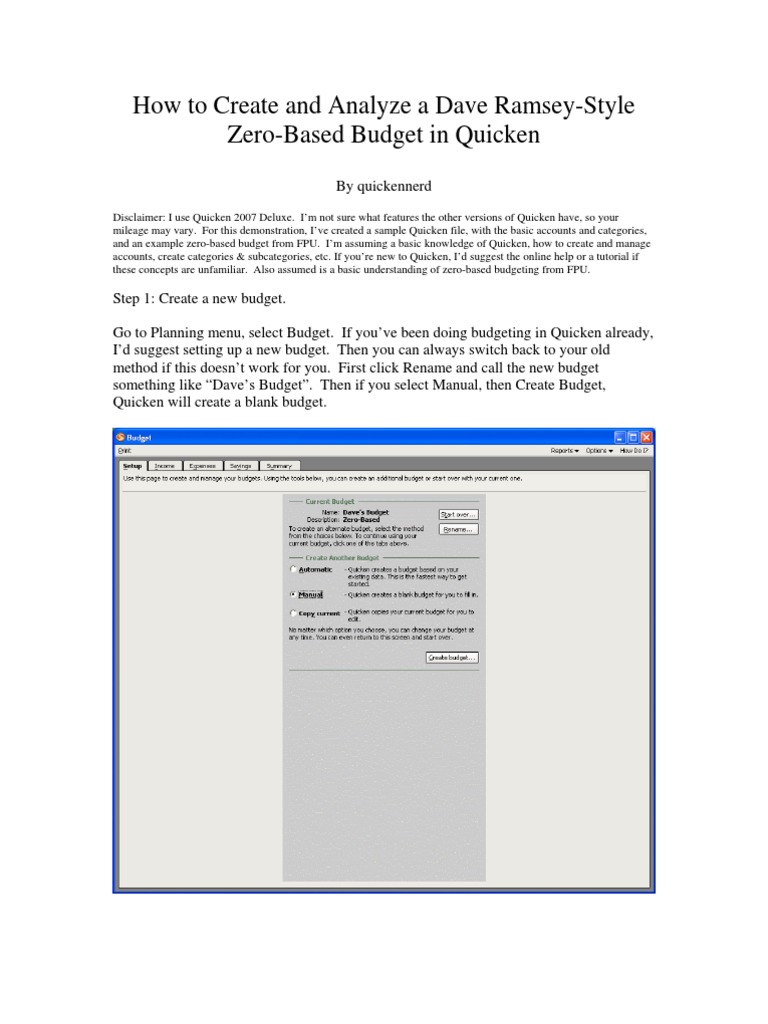 How To Create A Budget In Quicken